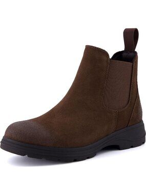 Brown Genuine Suede Chelsea Ankle Boots for Women - Size 8.5, Comfortable